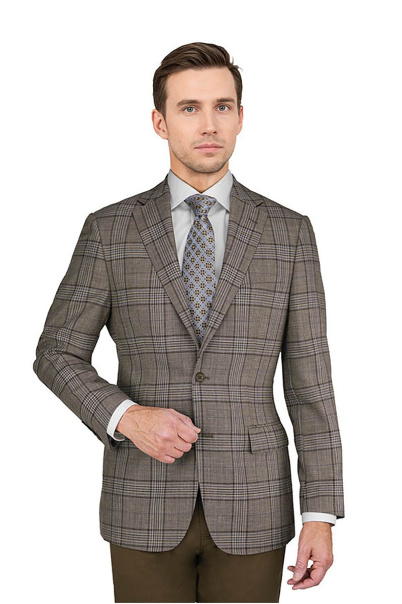 Enzo Enzo Tovare Taupe & Blue Plaid Sports Jacket