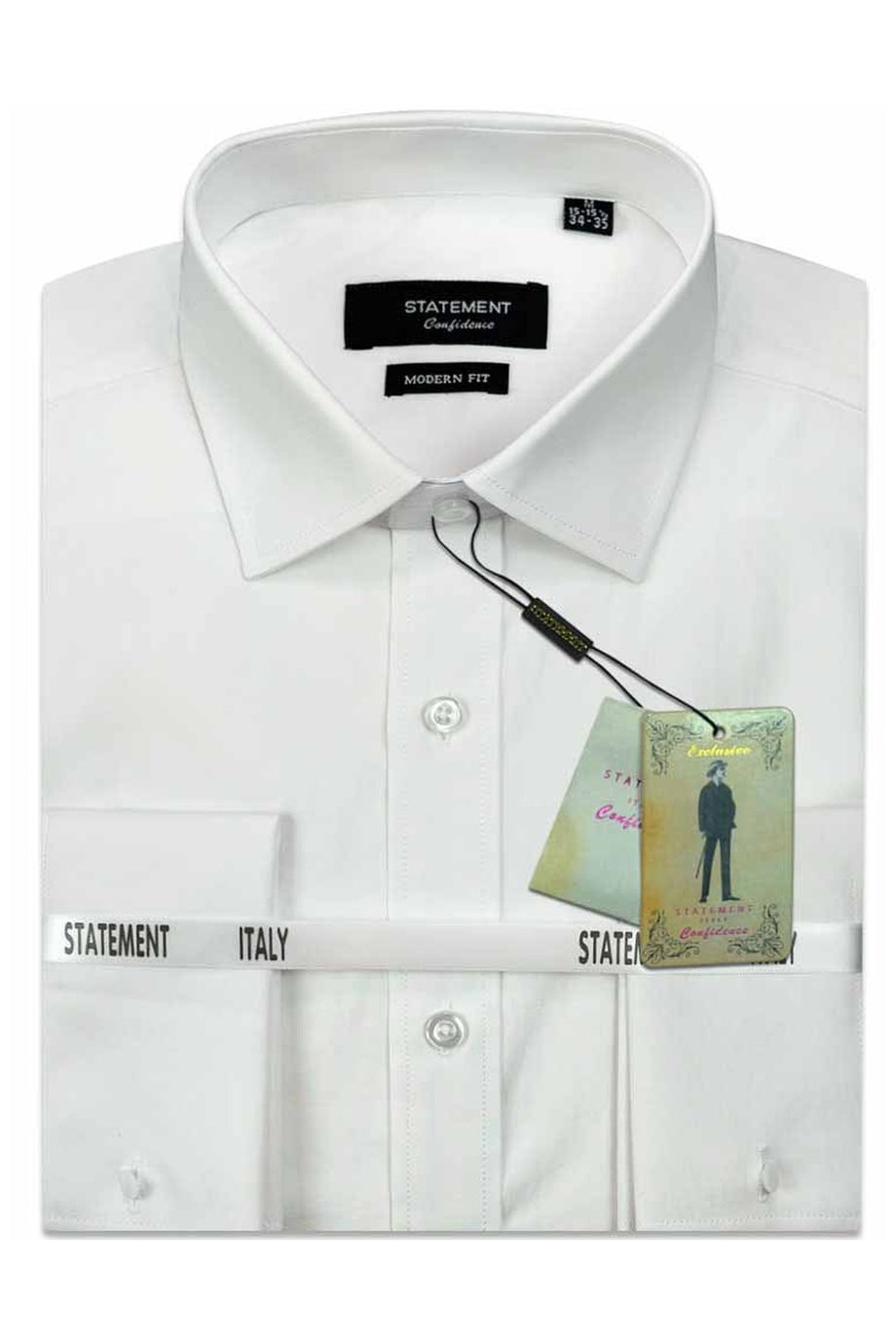 "Crest" White Laydown Collar Dress Shirt