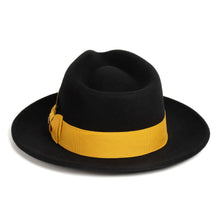 Ferrecci Black & Gold Fedora 100% Australian Wool Crushable Hat