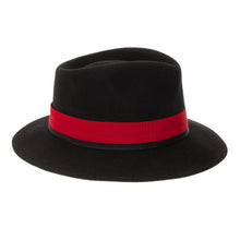 Ferrecci Black & Red Grayson Fedora 100% Australian Wool Crushable Hat