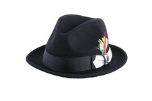 Ferrecci Black & White Brooks Trilby 100% Australian Wool Crushable Hat