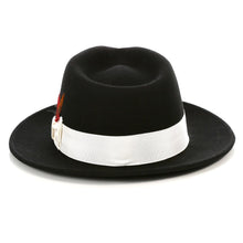 Ferrecci Black & White Fedora 100% Australian Wool Crushable Hat