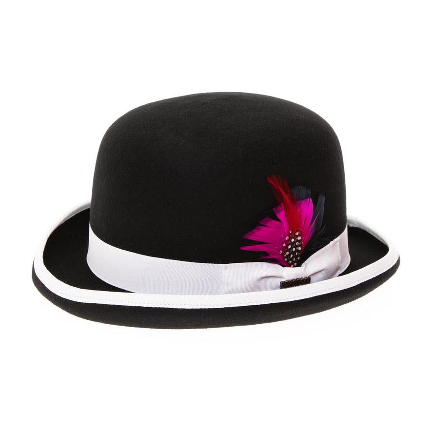 Ferrecci Black & White Premium Wool Derby Bowler Hat