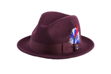 Ferrecci Burgundy Brooks Trilby 100% Australian Wool Felt Crushable Hat