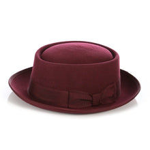 Ferrecci Burgundy Pork Pie Premium Wool Hat