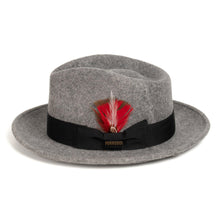 Ferrecci Grey Melange Fedora 100% Australian Wool Crushable Hat
