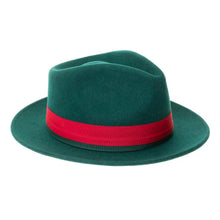 Ferrecci Hunter Green & Red Grayson Fedora 100% Australian Wool Crushable Hat