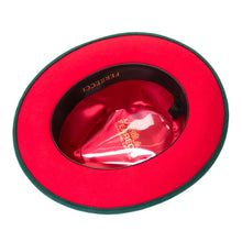 Ferrecci Hunter Green & Red Grayson Fedora 100% Australian Wool Crushable Hat