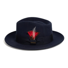 Ferrecci Navy Blue Fedora 100% Australian Wool Crushable Hat