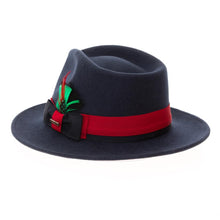 Ferrecci Navy & Red Grayson Fedora 100% Australian Wool Crushable Hat
