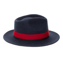 Ferrecci Navy & Red Grayson Fedora 100% Australian Wool Crushable Hat