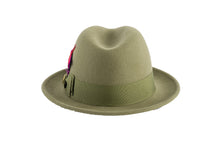 Ferrecci Olive Green Brooks Trilby 100% Australian Wool Felt Crushable Hat