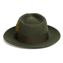 Ferrecci Olive Green Fedora 100% Australian Wool Crushable Hat