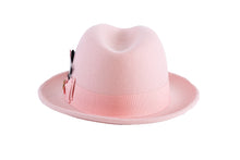 Ferrecci Pink Brooks Trilby 100% Australian Wool Felt Crushable Hat