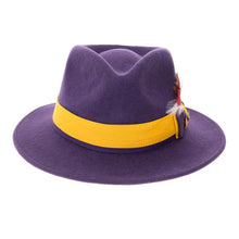 Ferrecci Purple & Gold Grayson Fedora 100% Australian Wool Crushable Hat