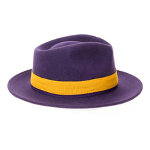 Ferrecci Purple & Gold Grayson Fedora 100% Australian Wool Crushable Hat