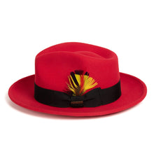 Ferrecci Red & Black Fedora 100% Australian Wool Crushable Hat