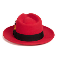 Ferrecci Red & Black Fedora 100% Australian Wool Crushable Hat