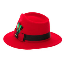 Ferrecci Red & Black Grayson Fedora 100% Australian Wool Crushable Hat