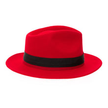 Ferrecci Red & Black Grayson Fedora 100% Australian Wool Crushable Hat