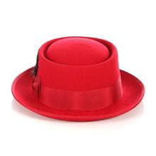 Ferrecci Red Pork Pie Premium Wool Hat