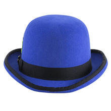 Ferrecci Royal Blue & Black 100% Wool Felt Blue Derby Bowler Hat