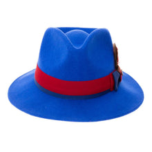 Ferrecci Royal Blue & Red Grayson Fedora 100% Australian Wool Crushable Hat
