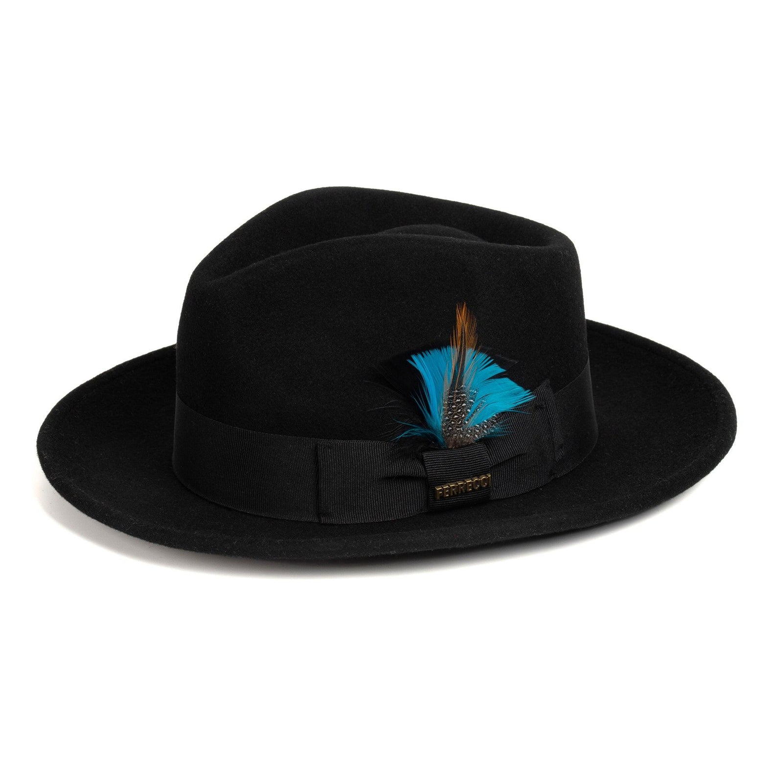 Ferrecci S Black Fedora 100% Australian Wool Crushable Hat