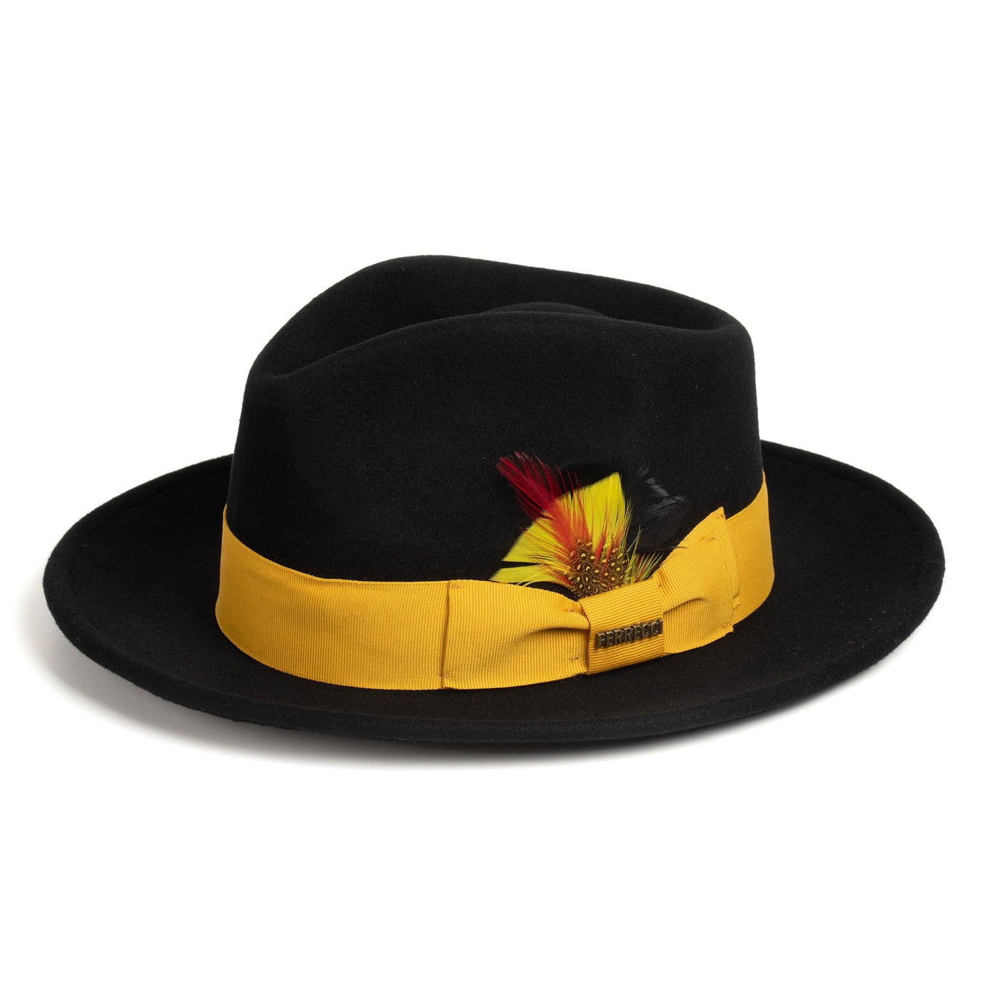 Ferrecci S Black & Gold Fedora 100% Australian Wool Crushable Hat