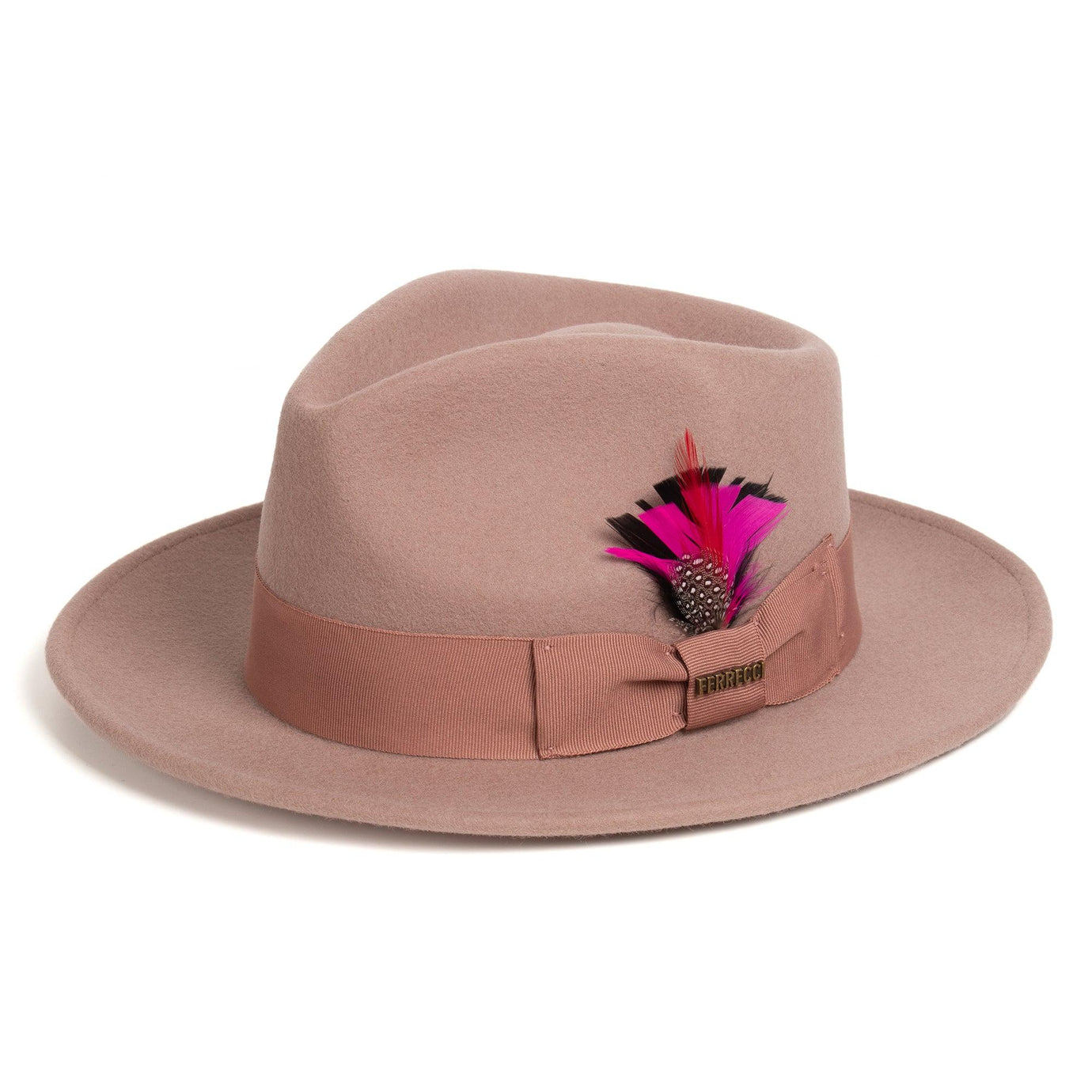 Ferrecci S Dusty Pink Fedora 100% Australian Wool Crushable Hat