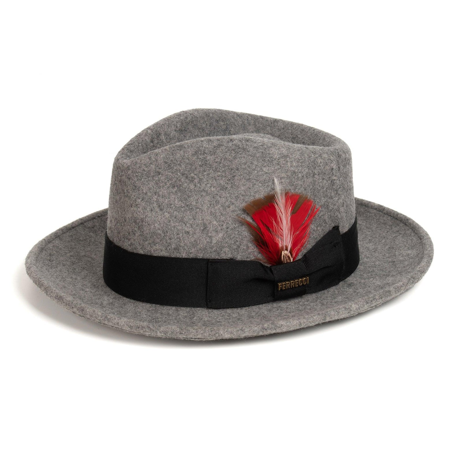 Ferrecci S Grey Melange Fedora 100% Australian Wool Crushable Hat