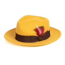 Ferrecci S Mustard Fedora 100% Australian Wool Crushable Hat