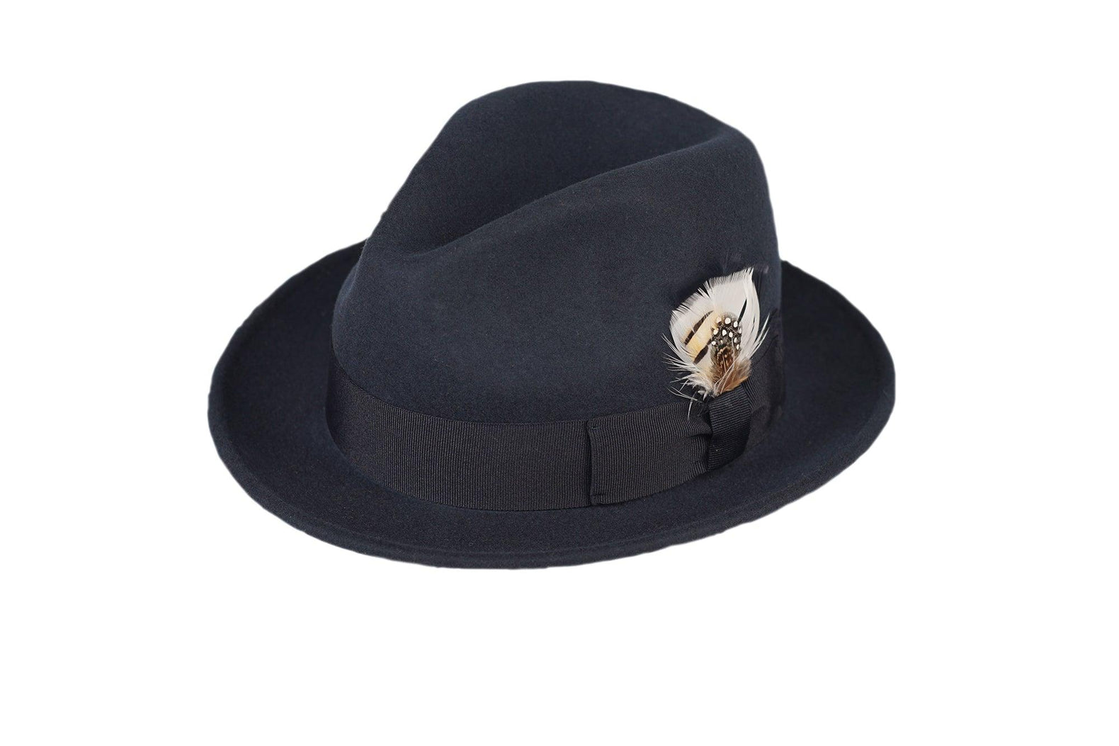 Ferrecci S Navy Blue Brooks Trilby 100% Australian Wool Crushable Hat