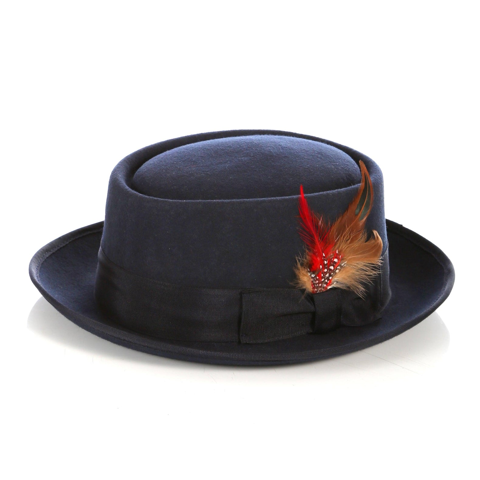 Ferrecci S Navy Pork Pie Premium Wool Hat