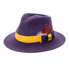 Ferrecci S Purple & Gold Grayson Fedora 100% Australian Wool Crushable Hat