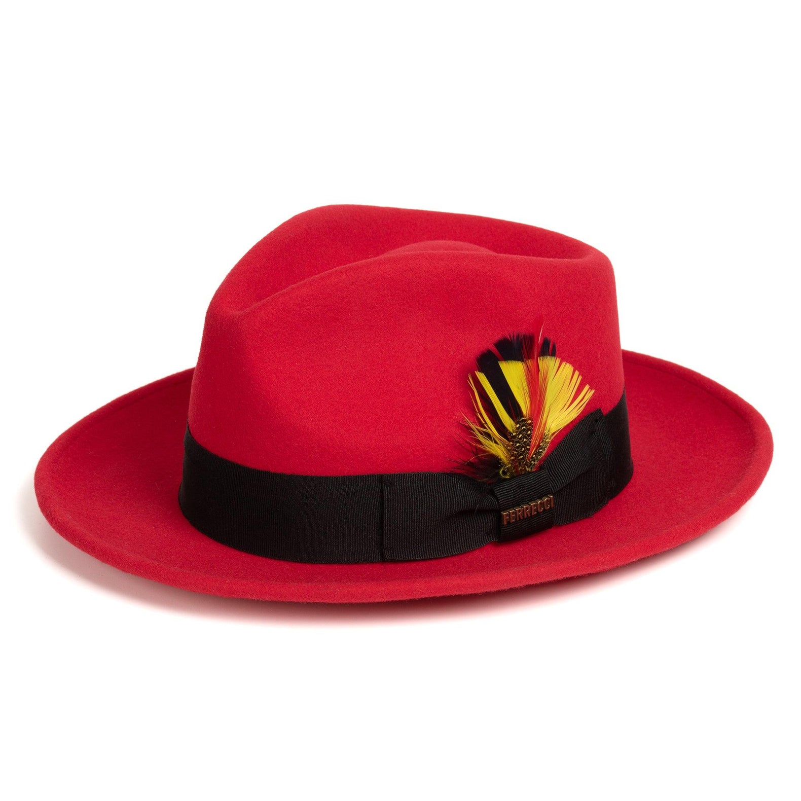 Ferrecci S Red & Black Fedora 100% Australian Wool Crushable Hat