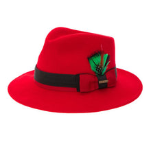 Ferrecci S Red & Black Grayson Fedora 100% Australian Wool Crushable Hat