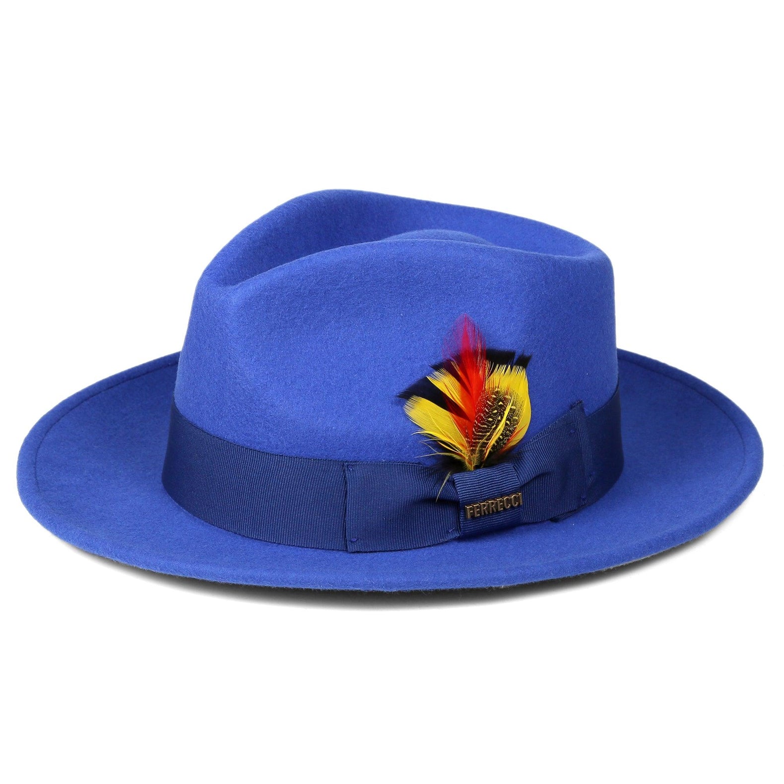 Ferrecci S Royal Blue Fedora 100% Australian Wool Crushable Hat