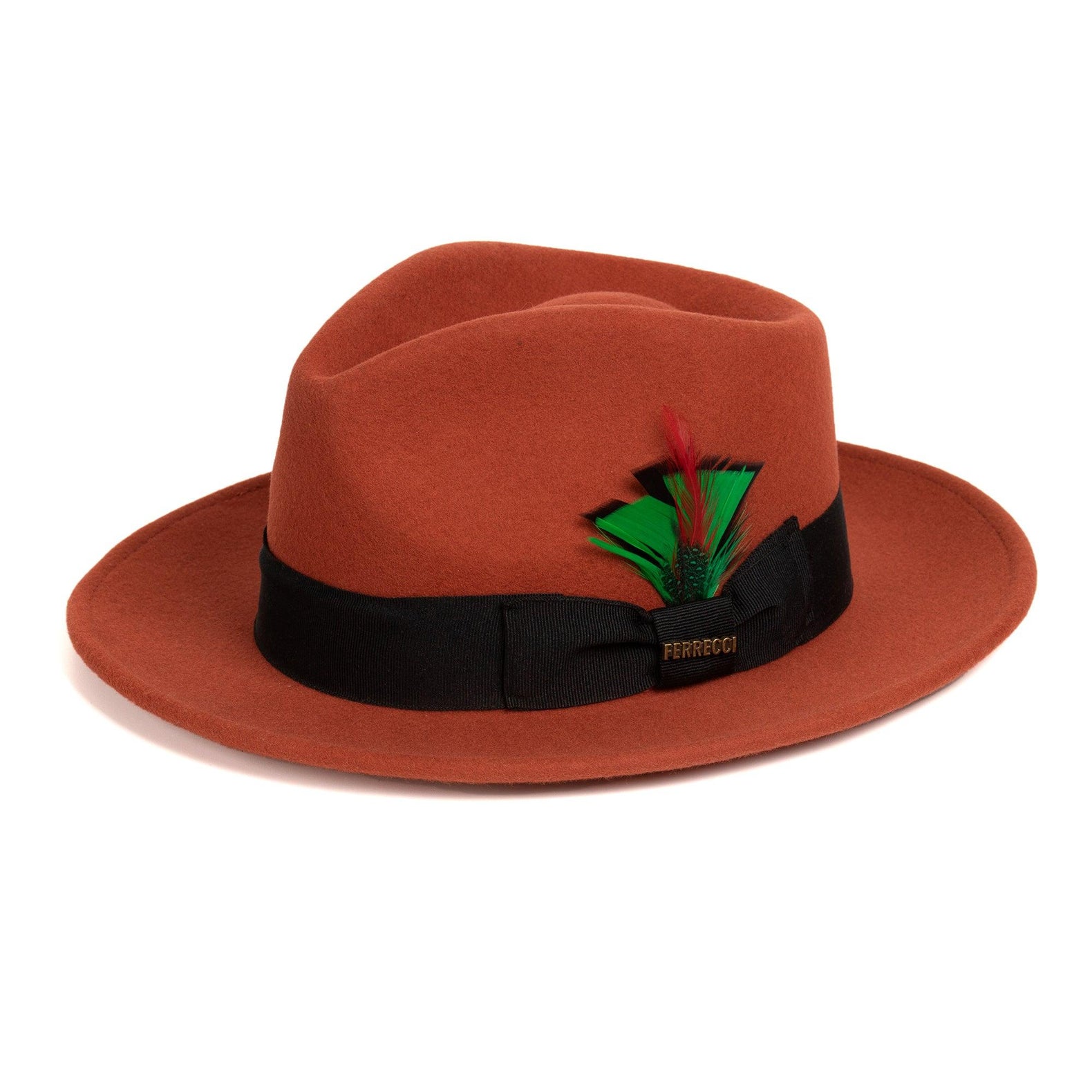 Ferrecci S Rust Fedora 100% Australian Wool Crushable Hat