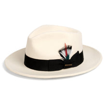 Ferrecci S White & Black Fedora 100% Australian Wool Crushable Hat