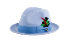 Ferrecci Sky Blue Brooks Trilby 100% Australian Wool Felt Crushable Hat