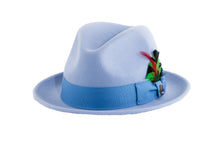 Ferrecci Sky Blue Brooks Trilby 100% Australian Wool Felt Crushable Hat