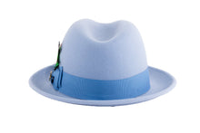 Ferrecci Sky Blue Brooks Trilby 100% Australian Wool Felt Crushable Hat
