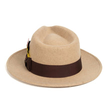 Ferrecci Tan Melange Fedora 100% Australian Wool Crushable Hat