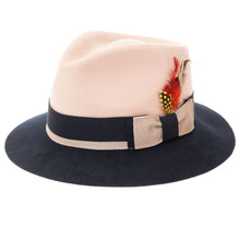Ferrecci Tan & Navy Puck Trilby Crushable Hat