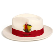 Ferrecci White & Red Fedora 100% Australian Wool Crushable Hat