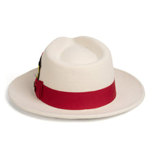 Ferrecci White & Red Fedora 100% Australian Wool Crushable Hat