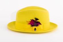 Ferrecci Yellow Brooks Trilby 100% Australian Wool Felt Crushable Hat