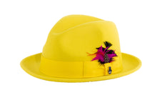 Ferrecci Yellow Brooks Trilby 100% Australian Wool Felt Crushable Hat