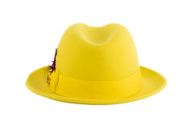 Ferrecci Yellow Brooks Trilby 100% Australian Wool Felt Crushable Hat